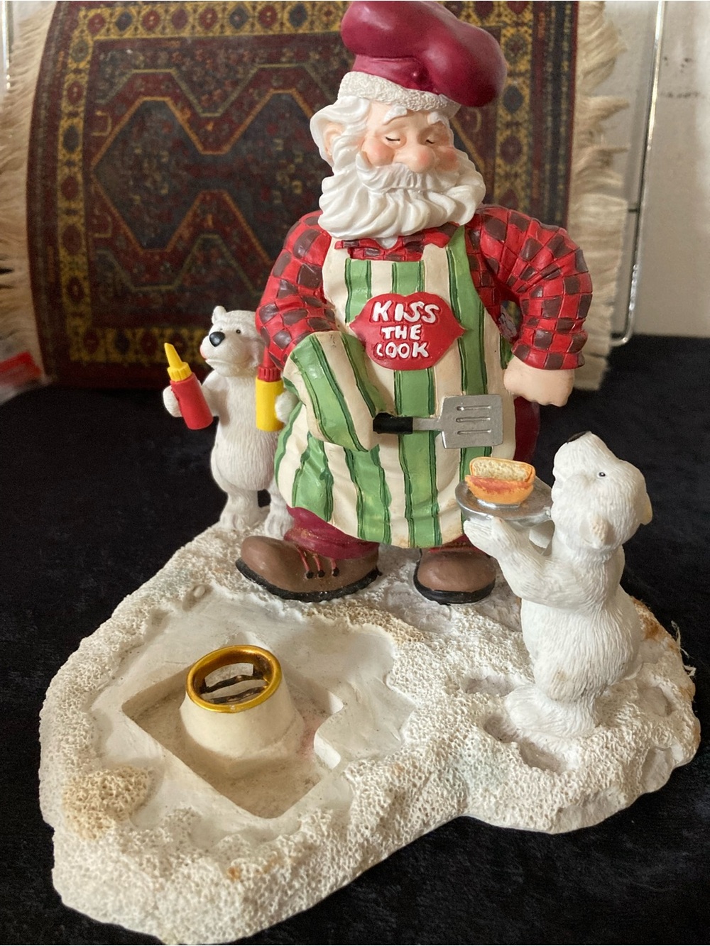Holiday Chef Santa Figurine w/Polar Bears Christmas Around The World